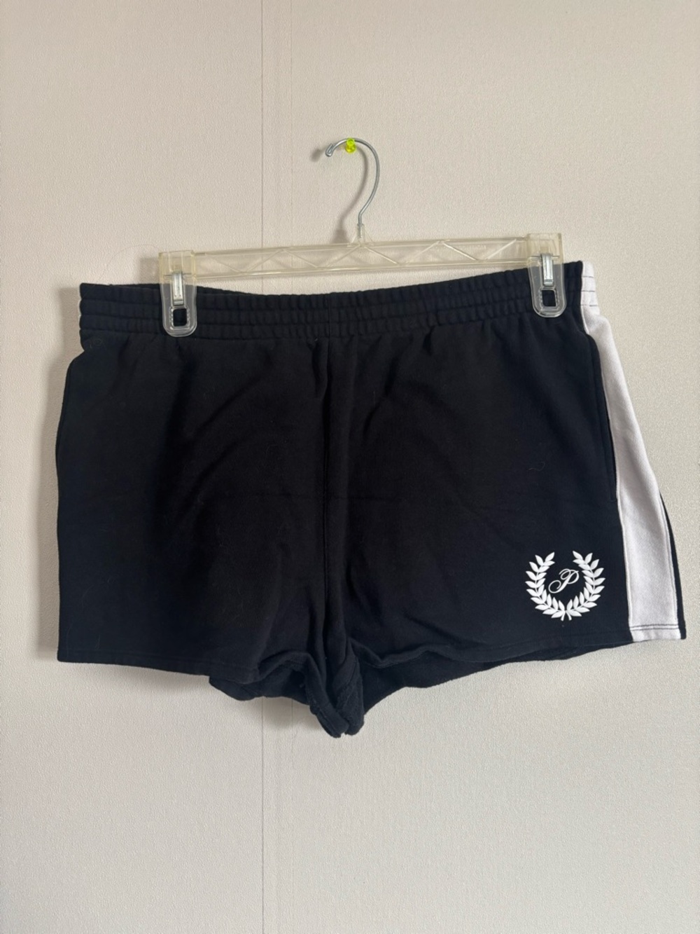 PINK Victoria's Secret Black Athletic Shorts with White Side Trim NEVER WORN